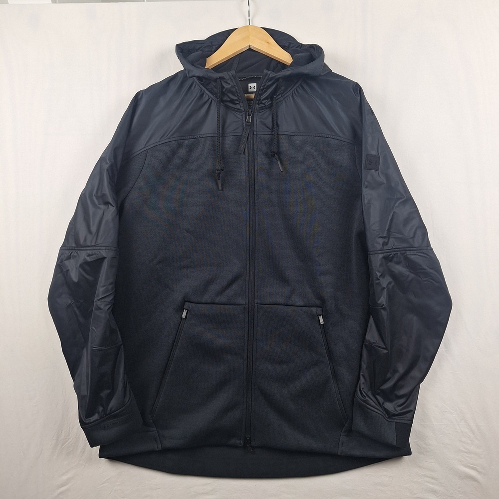 Under Armour The Swacket Full Zip Hoodie Jacket Wind Resistant Black XXL